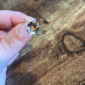 3 ct peach morganite and diamond engagement ring